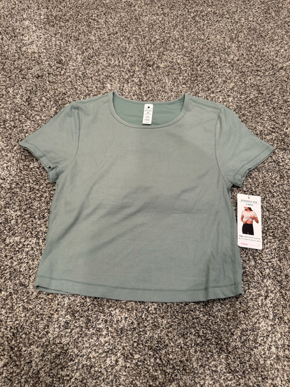 Yogalicious Cropped Ribbed Tee - Sage Green